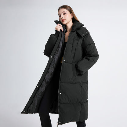 Lange Puffer Jacket met Capuchon