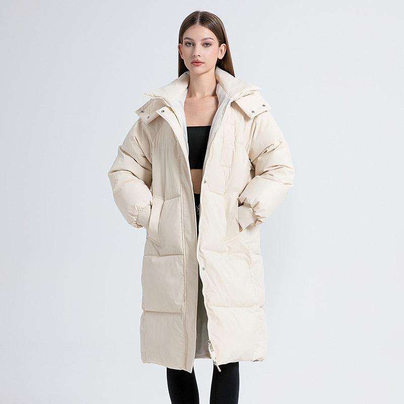 Lange Puffer Jacket met Capuchon