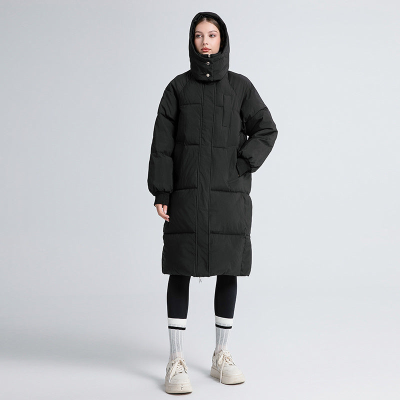 Lange Puffer Jacket met Capuchon
