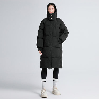 Lange Puffer Jacket met Capuchon