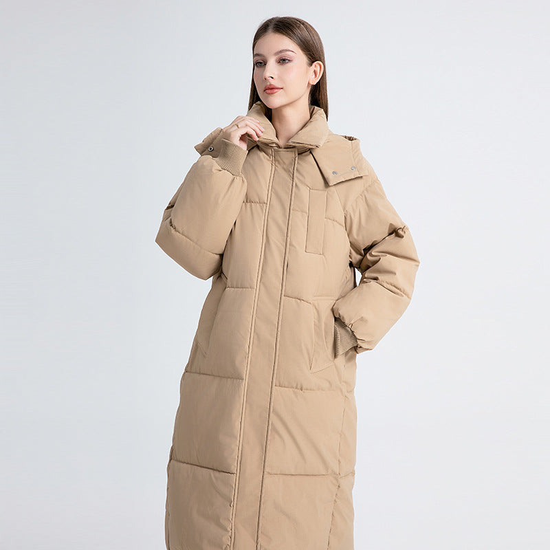 Lange Puffer Jacket met Capuchon